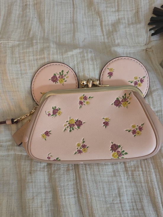 Handbags - Pink floral Minnie Mouse double kiss lock